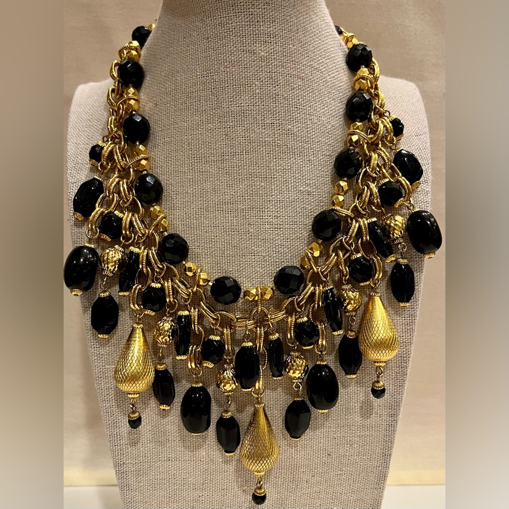 Vintage Signature Barrera Black and Gold Princess Necklace - Picture 16 of 16